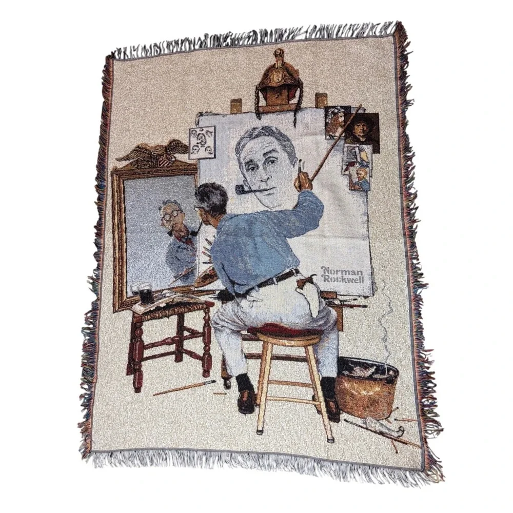 The Northwest Company Norman Rockwell Tapestry Blanket OS Multi Good Woven Art